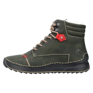 Ghete dama, Rieker, 51545-54-Verde, casual, piele ecologica, imblanite, cu talpa joasa, verde