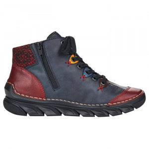 Ghete dama Rieker 55013-35-Albastru-Inchis casual piele ecologica cu talpa joasa albastru inchis