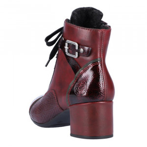 Ghete dama Rieker 70201-35-Bordo elegant piele naturala imblanite cu toc bordo