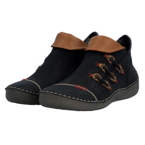 Ghete dama Rieker 72581-00-Negru casual piele ecologica cu talpa joasa negru