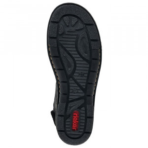 Ghete dama Rieker 73352-00-Negru casual piele ecologica imblanite cu talpa joasa negru