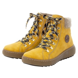 Ghete dama Rieker Z6633-68-Galben casual piele ecologica imblanite cu talpa joasa galben
