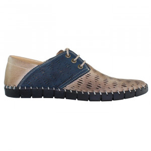 Pantofi barbati Dogati 106-08-53-Bej casual piele naturala perforati cu talpa joasa bej