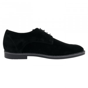 Pantofi barbati Nicolis 201918-Negru elegant piele intoarsa cu toc negru