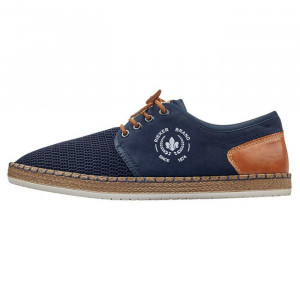 Pantofi barbati, Rieker, B5249-14-Albastru-Inchis, casual, piele ecologica, cu talpa joasa, albastru inchis