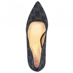 Pantofi dama Azarey 459D720-Negru elegant textil cu toc negru