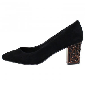 Pantofi dama Epica JIXQ675-DA037-P8563T-01-I-Negru elegant piele intoarsa cu toc negru