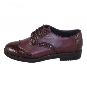 Pantofi dama Nicolis 110706-Bordo casual piele naturala cu toc bordo