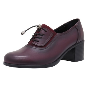 Pantofi dama Nicolis 124494-Bordo casual piele naturala cu toc bordo