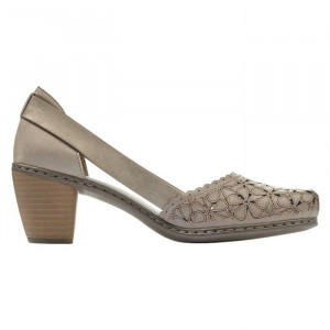 Pantofi dama Rieker 40986-64-Bej casual piele naturala cu toc bej