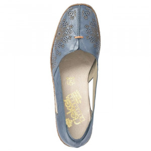 Pantofi dama Rieker 41396-12-Albastru casual piele naturala cu talpa joasa albastru