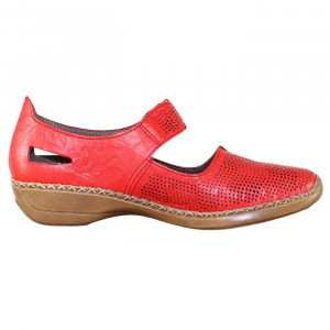 Pantofi dama Rieker 413G6-33-Rosu casual piele naturala cu talpa joasa rosu