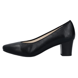 Pantofi dama, Rieker, 44650-01-Negru, casual, piele ecologica, cu toc, negru