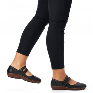 Pantofi dama Rieker 44871-00-Negru casual piele naturala cu talpa joasa negru