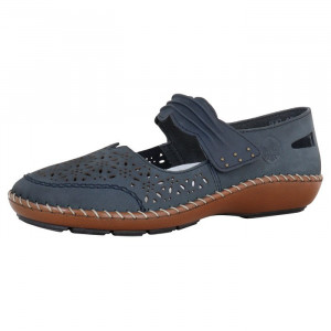 Pantofi dama Rieker 44896-14-Albastru-Inchis casual piele naturala cu talpa joasa albastru inchis