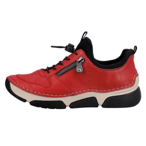 Pantofi dama, Rieker, 45951-33-Rosu, casual, piele ecologica, cu talpa joasa, rosu