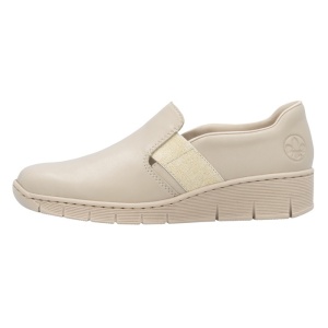 Pantofi dama, Rieker, 53784-60-Bej, casual, piele naturala, cu talpa joasa, bej