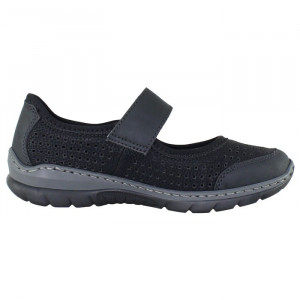 Pantofi dama Rieker L32B5-00-Negru casual piele ecologica cu talpa joasa negru