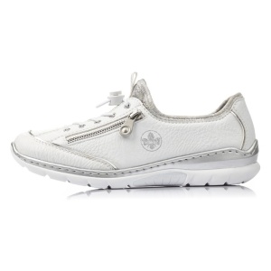 Pantofi dama, Rieker, L32P2-80-Alb, casual, piele ecologica, cu talpa joasa, alb