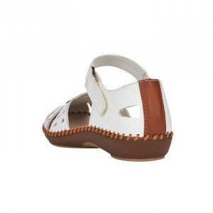 Pantofi dama Rieker M1672-80-Alb casual piele naturala cu talpa joasa alb