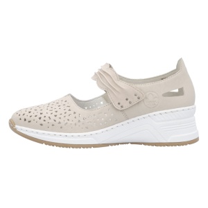 Pantofi dama, Rieker, N4382-60-Bej, casual, piele naturala, perforati, cu platforma, bej