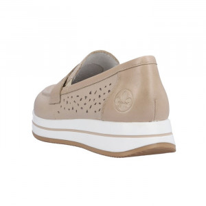 Pantofi dama Rieker N4552-60-Bej casual piele naturala cu platforma bej