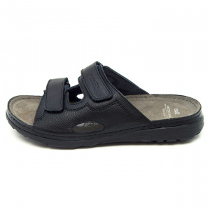 Papuci barbati, Batz, Mike-Negru, casual, piele naturala, ortopedici, cu talpa groasa, negru