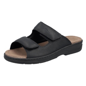 Papuci barbati Rieker 20390-00-Negru casual piele naturala cu talpa joasa negru