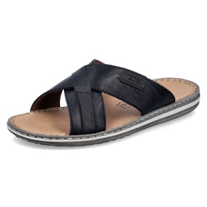 Papuci barbati Rieker 21082-00-Negru casual piele naturala cu talpa joasa negru