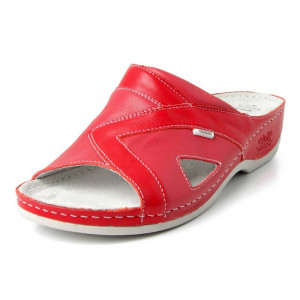 Papuci dama Batz Viki-Rosu casual piele naturala ortopedici cu platforma rosu