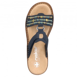 Papuci dama Rieker 60867-14-Albastru-Inchis casual piele ecologica cu talpa joasa albastru inchis