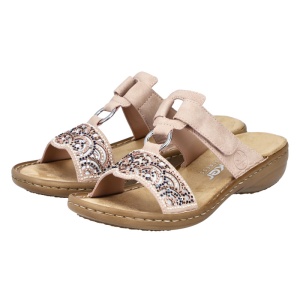 Papuci dama Rieker 608K2-31-Roz casual piele ecologica cu talpa joasa roz
