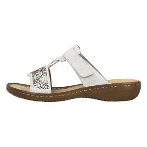 Papuci dama, Rieker, 608K2-40-Argintiu, casual, piele ecologica, cu talpa joasa, argintiu