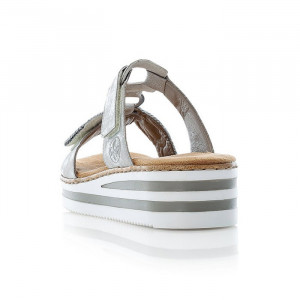 Papuci dama Rieker V02K3-40-Gri casual piele ecologica cu platforma gri