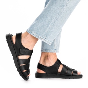 Sandale barbati Rieker 24262-00-Negru casual piele naturala cu talpa joasa negru