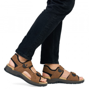 Sandale barbati Rieker 26955-24-Maro sport piele ecologica cu talpa groasa maro
