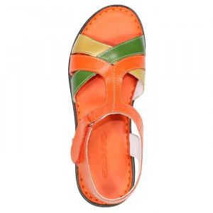 Sandale dama Elvis 47733-Portocaliu casual piele naturala cu talpa joasa portocaliu