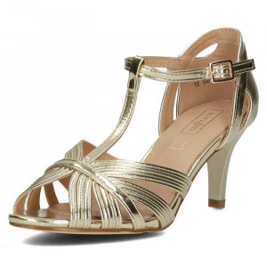 Sandale dama Filippo DS4301-23-GO-Auriu elegant piele ecologica cu toc auriu