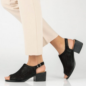 Sandale dama Filippo DS4475-23-BK-Negru elegant piele naturala cu toc negru