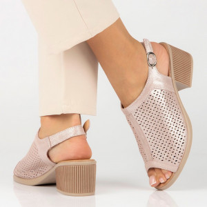 Sandale dama Filippo DS4475-23-PI-Roz elegant piele naturala cu toc roz