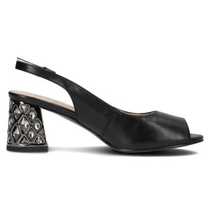 Sandale dama Filippo DS6181-24-BK-Negru elegant piele naturala cu toc negru