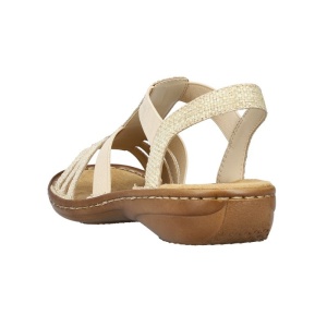Sandale dama Rieker 60808-60-Bej casual sintetic cu talpa joasa bej
