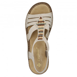 Sandale dama Rieker 60851-62-Bej casual piele ecologica cu talpa joasa bej