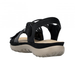 Sandale dama Rieker 64889-00-Negru casual piele ecologica cu talpa joasa negru