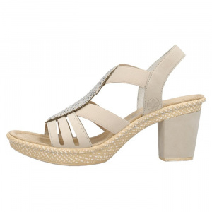 Sandale dama, Rieker, 66526-60-Bej, casual, piele ecologica, cu toc, bej