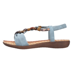 Sandale dama, Rieker, V7568-14-Albastru, casual, piele ecologica, cu talpa joasa, albastru