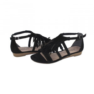 Sandale dama s.Oliver 5-28112-26-001-Negru casual piele intoarsa cu talpa joasa negru
