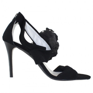 Sandale dama Saccio S0705-252-2-Negru elegant piele intoarsa cu toc negru