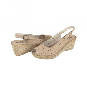 Sandale dama Walk in the city 9011-3021-Bej casual piele naturala cu platforma bej