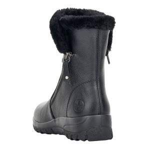 Cizme dama Rieker Z7181-00-Negru casual piele naturala impermeabil scurte cu talpa joasa negru